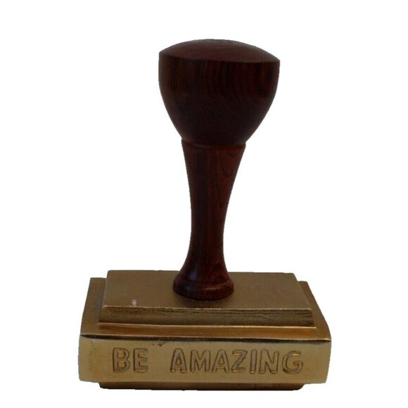 Vintage Wood / Metal Large "Be Amazing" Rubber Stamp Figure Statue Desk Prop - Picture 2 of 4